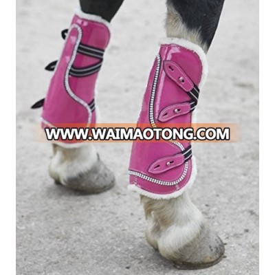 PINK PATENT HORSE ANKLE AND TENDON BOOT SET