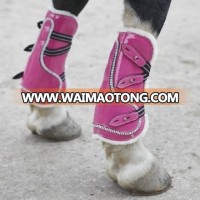 Fashionable Style best quality Latest Horse Tendon BOOTS  Two Tone Crystal Patent Leather Tendon Fetlock Boots Bling Pink with B